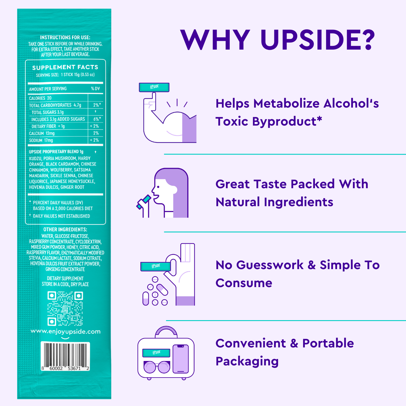 Upside - Before Alcohol Hangover Sticks - UPSIDE Before Drinking Hangover Sticks - Box Set (10-Pack)