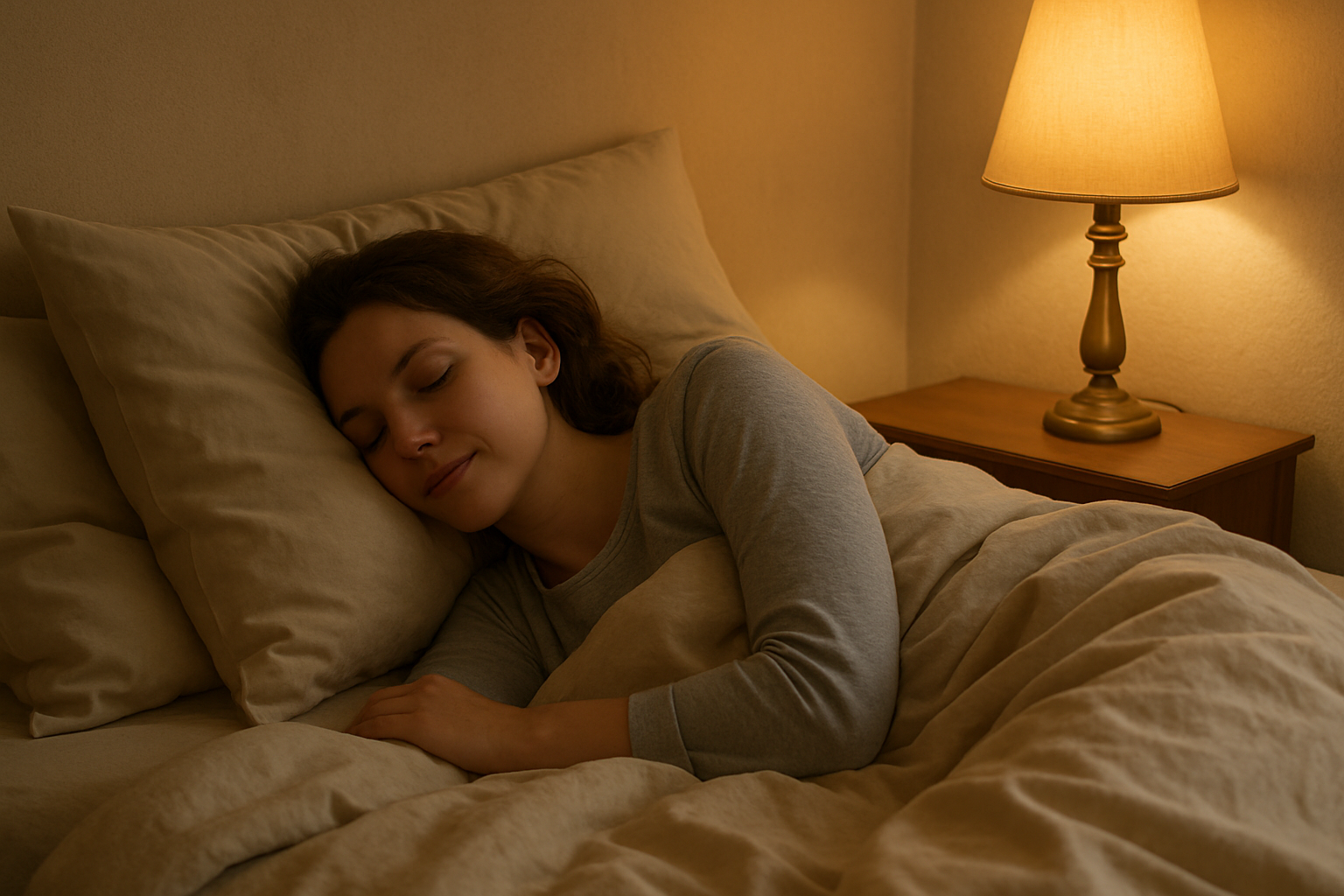 A person in bed having a good night sleep