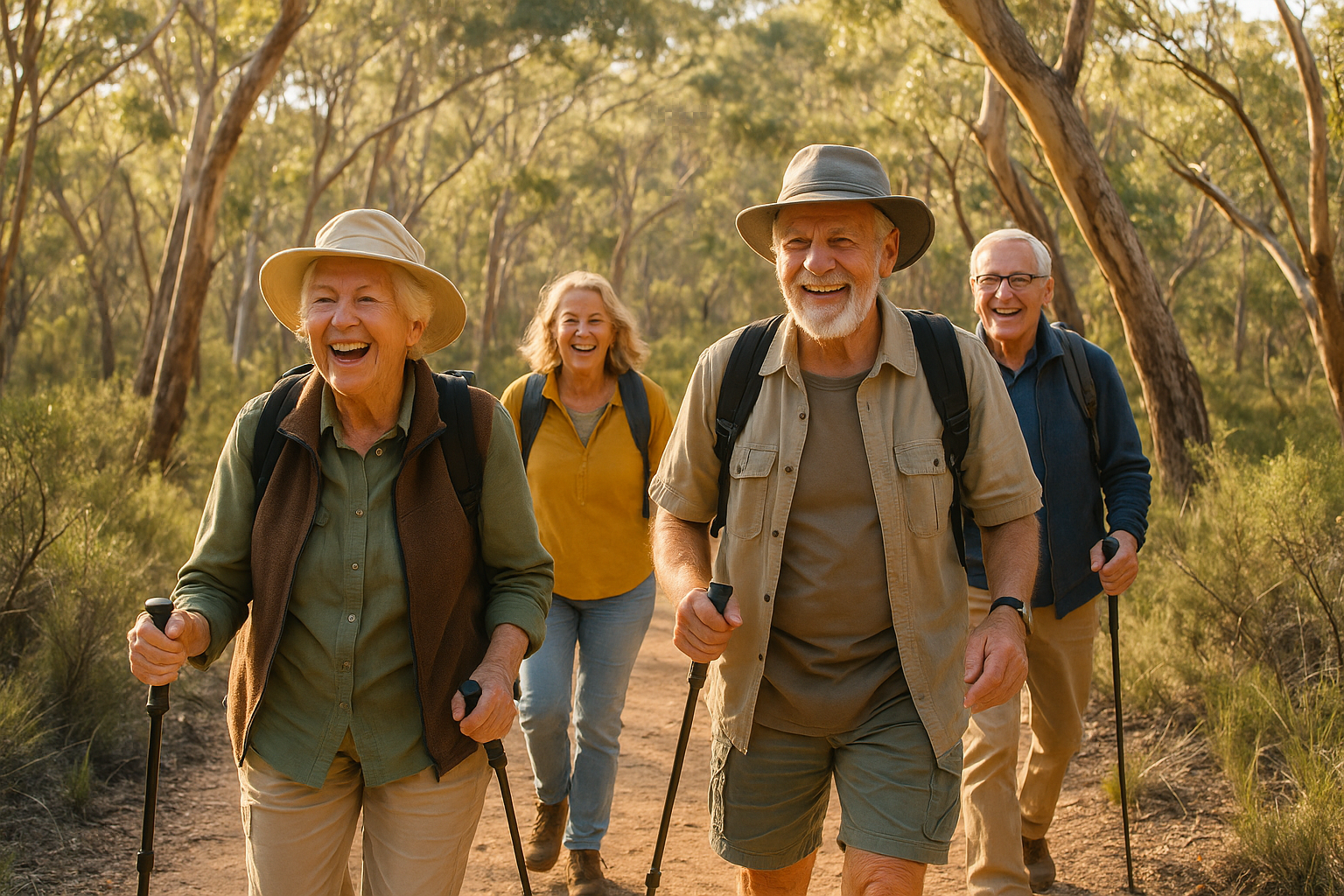 Seniors enjoying life out and about in the bush